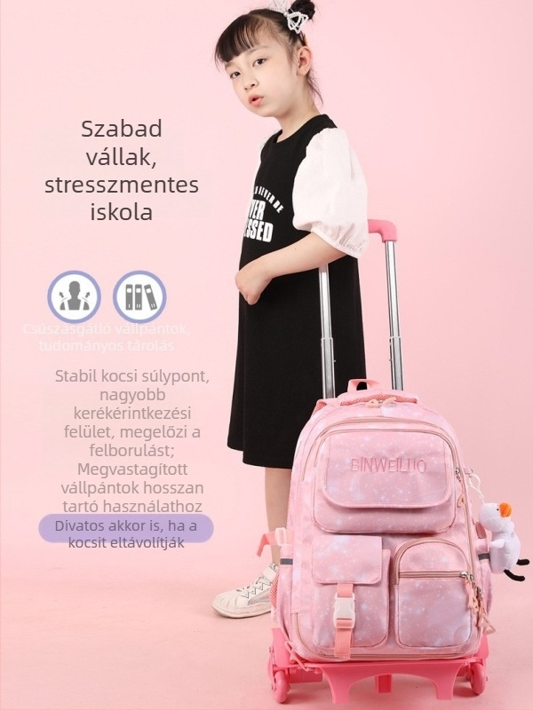 Hűtőszekrény-stílusú elől nyíló hátizsák általános iskolásoknak, csillagos mintával, több rekesz