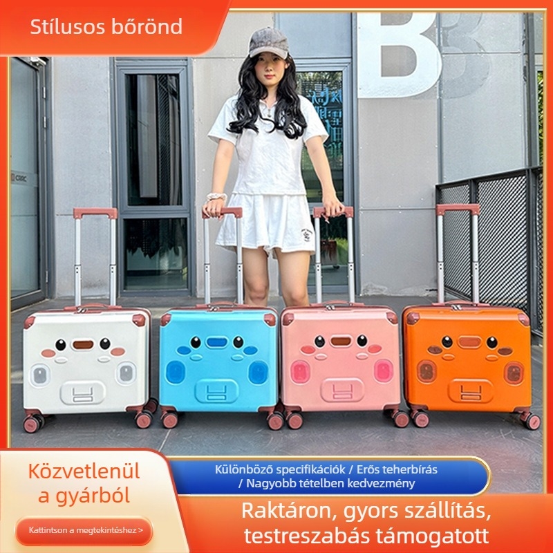 Új funkcionális kézitáska bőrönd csendes gördítős kerekekkel – kompakt mini karikatúra-stílusú