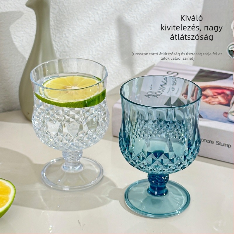 Gyémántvágású műanyag goblet koktélokhoz és borhoz, átlátszó, 101–200 ml, modern minimalist dizájn