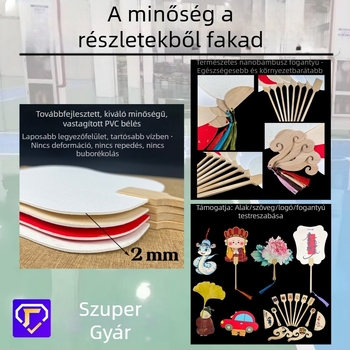 Kínai stílusú lakkozott bambusz kézifan, felirattal, fotózásra, utazásokra és dekorációra; személyre szabható saját fotóval és szöveggel.