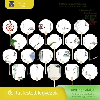 Kínai stílusú lakkozott bambusz kézifan, felirattal, fotózásra, utazásokra és dekorációra; személyre szabható saját fotóval és szöveggel.