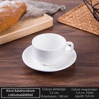 Fehér kerámia kávéscsésze és alátét készlet szállodák és nyugati éttermek számára