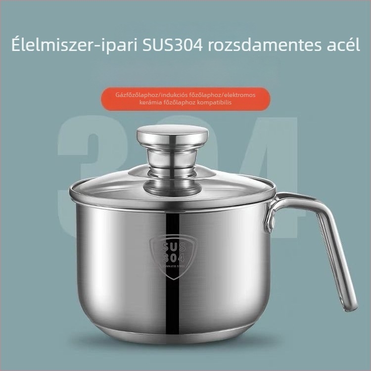 Mini tejesfazék 304 rozsdamentes acélból, vastag alj, kis edény leveshez és tésztához, babaételekhez, 14–16 cm, üvegfedél