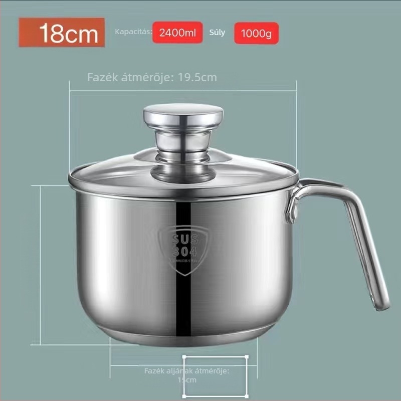 Mini tejesfazék 304 rozsdamentes acélból, vastag alj, kis edény leveshez és tésztához, babaételekhez, 14–16 cm, üvegfedél