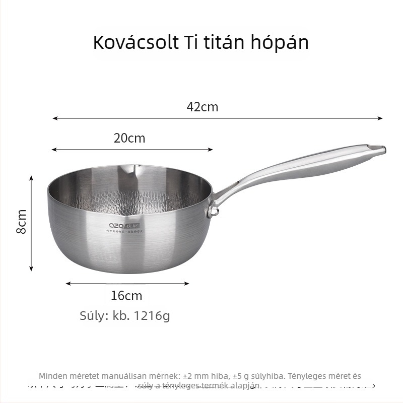 Titánium‑acél serpenyő kladív mintázattal, bébiételekhez, kis serpenyő sütéshez és főzéshez, bevonat nélkül, üvegfedél, modell D8002