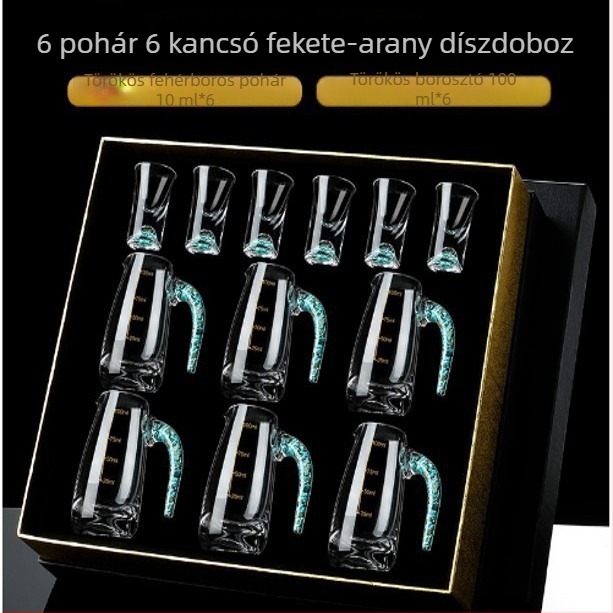 Aranyfóliás üvegpohár-készlet szeszes italokhoz, kis poharakkal, elegáns, első osztályú minőség