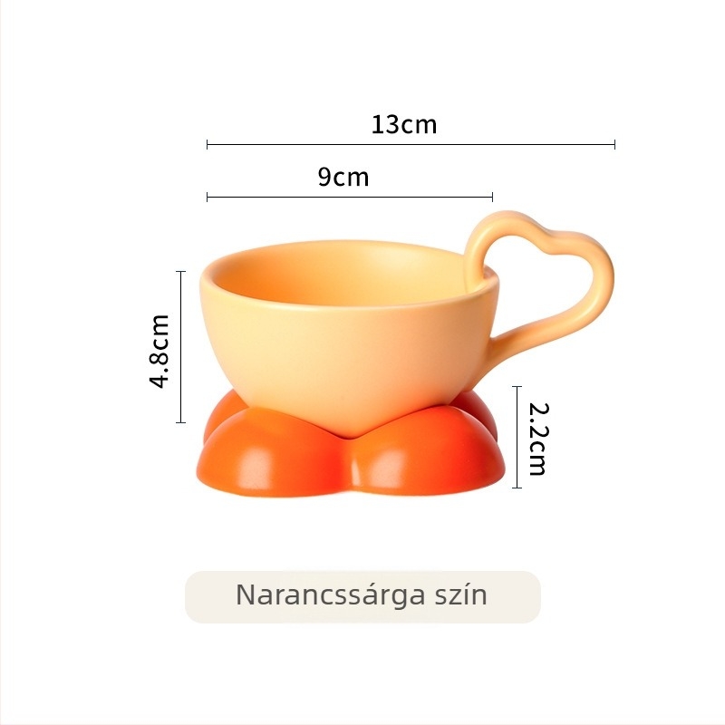 Porcelán kávéscsésze és alátét készlet, nordic stílusú, aranyos ajándék, kiváló minőségű porcelán