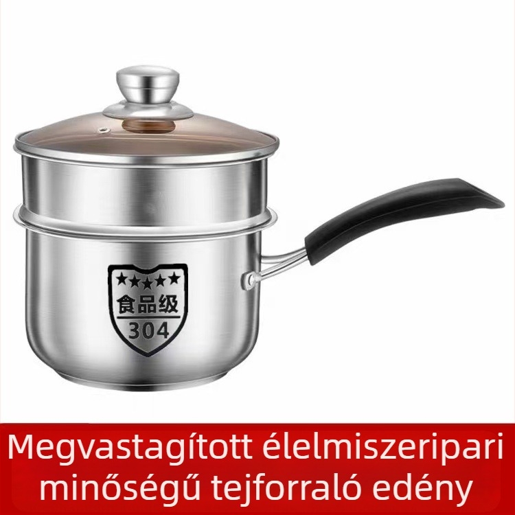 Rozsdamentes acélból készült, vastag aljú tejfőző fazék, élelmiszer-minőségű, otthoni használatra, ideális instant tészta, babaleves, bébi tej és bébiételek számára, indukciós főzőlapokkal kompatibilis