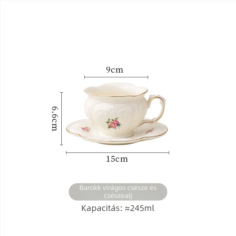 Retro aranyszegélyes kávéscsésze és alátétkészlet, teáskannával a délutáni teához, európai stílusú porcelánkávéscsészék otthoni használatra