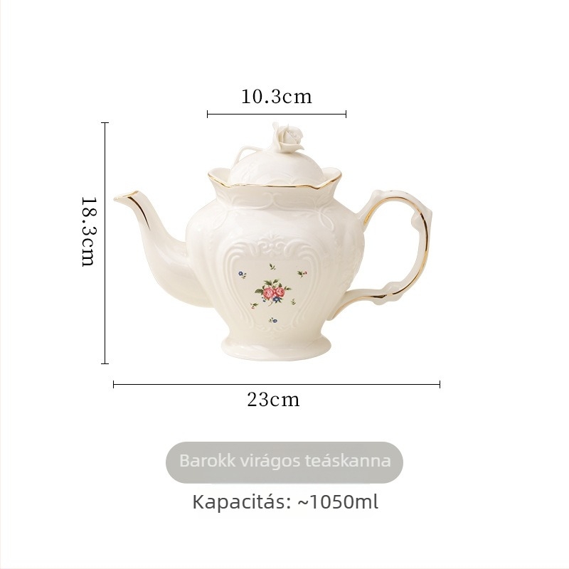 Retro aranyszegélyes kávéscsésze és alátétkészlet, teáskannával a délutáni teához, európai stílusú porcelánkávéscsészék otthoni használatra