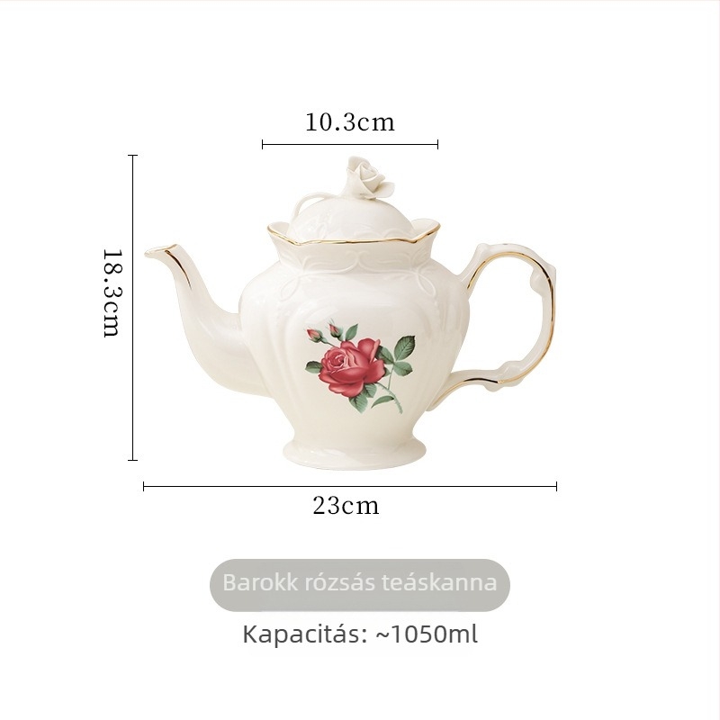 Retro aranyszegélyes kávéscsésze és alátétkészlet, teáskannával a délutáni teához, európai stílusú porcelánkávéscsészék otthoni használatra
