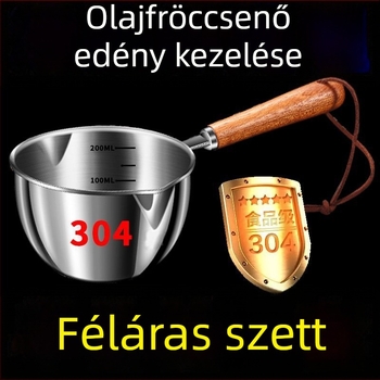 304 háromrétegű rozsdamentes acél – kis olajtartó edény, speciális edény forró olajhoz, háztartási mini olajfazék