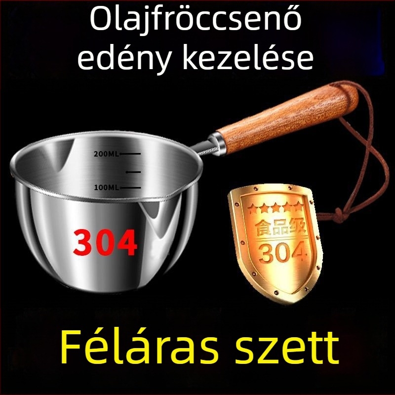 304 háromrétegű rozsdamentes acél – kis olajtartó edény, speciális edény forró olajhoz, háztartási mini olajfazék