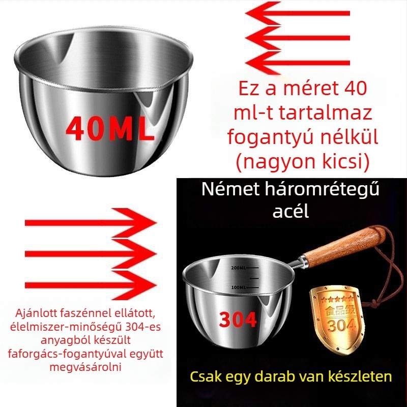 304 háromrétegű rozsdamentes acél – kis olajtartó edény, speciális edény forró olajhoz, háztartási mini olajfazék