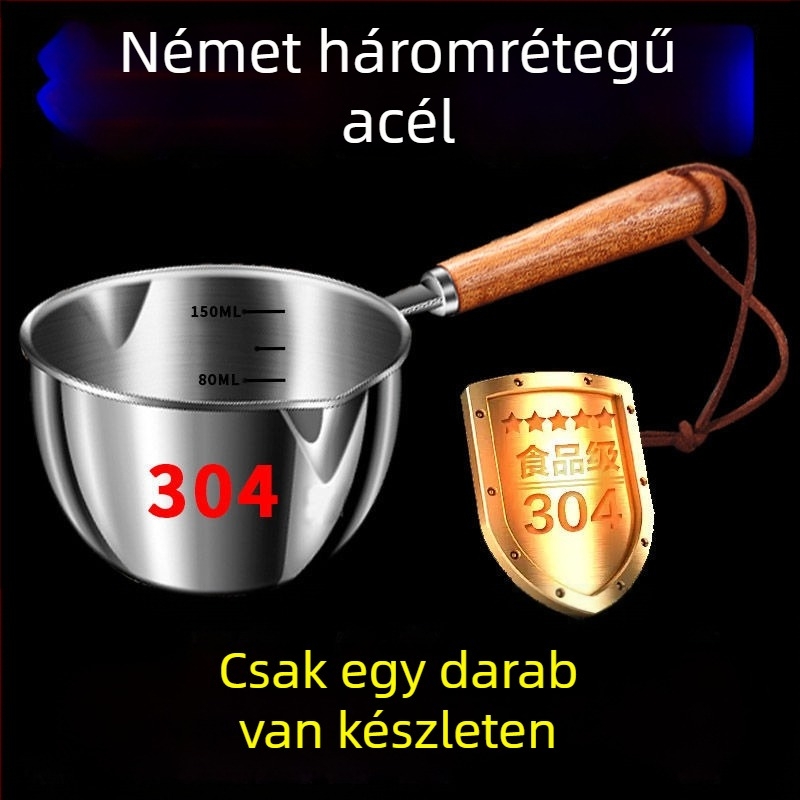 304 háromrétegű rozsdamentes acél – kis olajtartó edény, speciális edény forró olajhoz, háztartási mini olajfazék