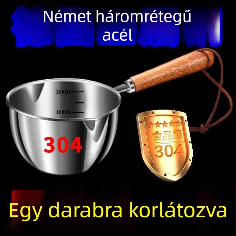 304 háromrétegű rozsdamentes acél – kis olajtartó edény, speciális edény forró olajhoz, háztartási mini olajfazék