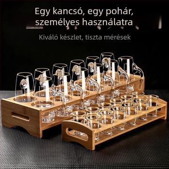 Aranyszegélyű kristály likőrpohár-készlet adagolóval – bárfelszerelés éttermeknek és otthoni használatra