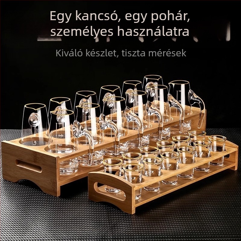 Aranyszegélyű kristály likőrpohár-készlet adagolóval – bárfelszerelés éttermeknek és otthoni használatra