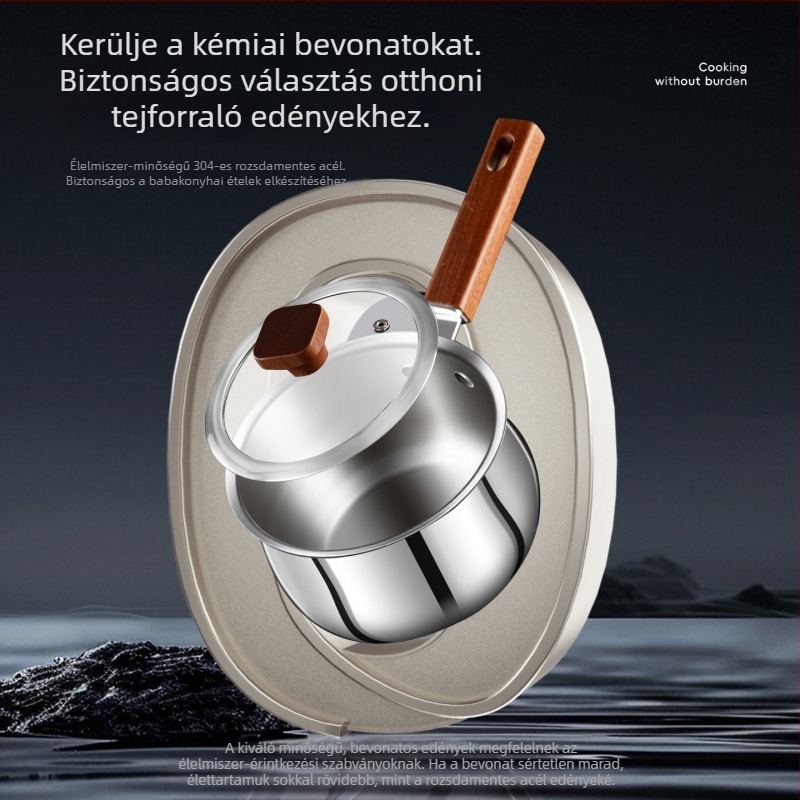 Háromrétegű 304 rozsdamentes acél tejfőző fazék gőzölőkosárral, bébiételekhez, kompatibilis gáztűzhellyel és indukciós főzőfelülettel