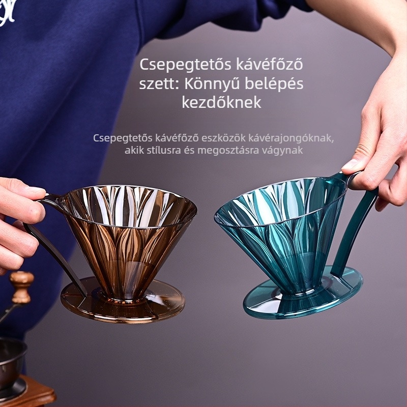 Új üvegből készült V60 kávéfilter készlet: üveg dripper, kávéfőző kanna, tölcsér és filterpapírok