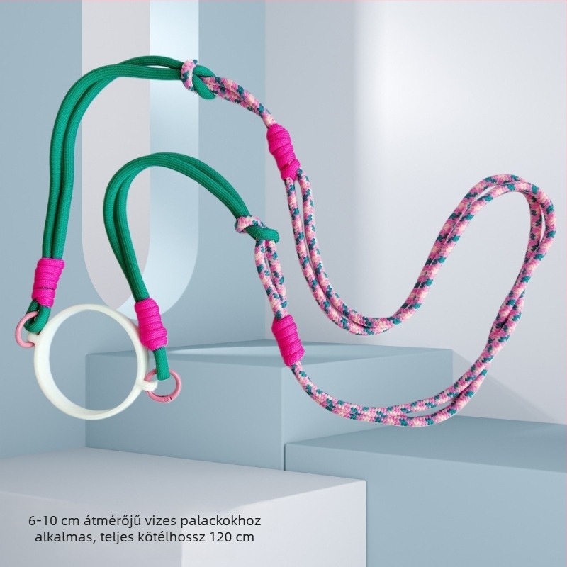 Kötött hosszú crossbody pánt vízpalackhoz, Stanley szigetelt poharakkal kompatibilis, jégpohárhoz és pohárgyűrűhöz