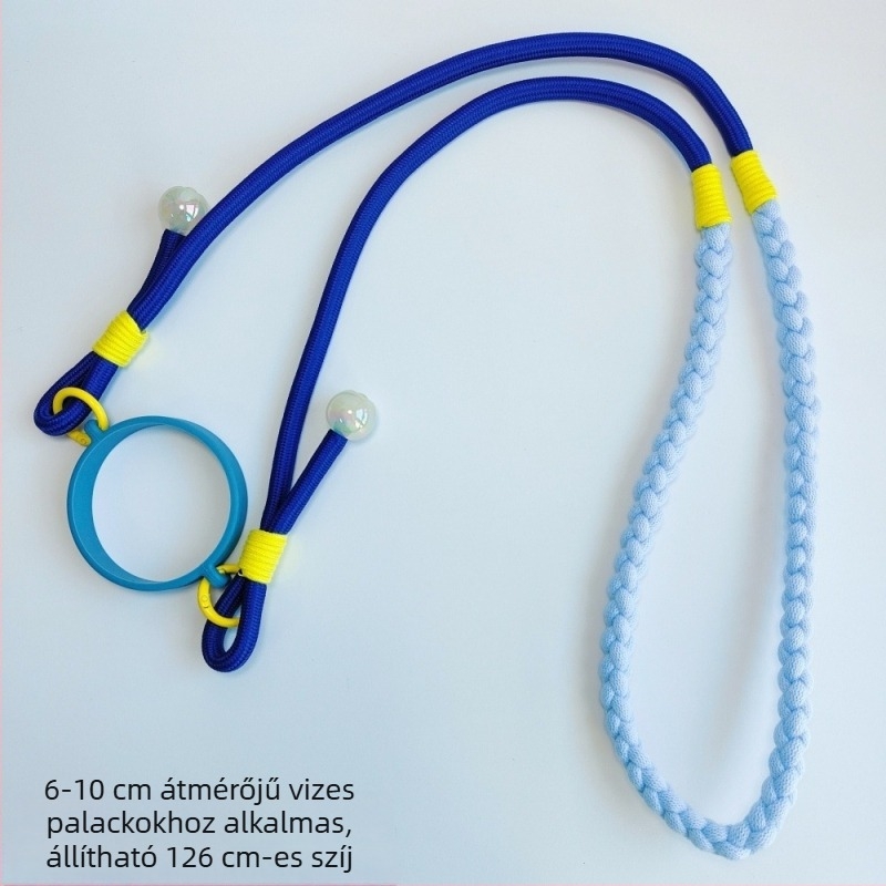 Kötött hosszú crossbody pánt vízpalackhoz, Stanley szigetelt poharakkal kompatibilis, jégpohárhoz és pohárgyűrűhöz
