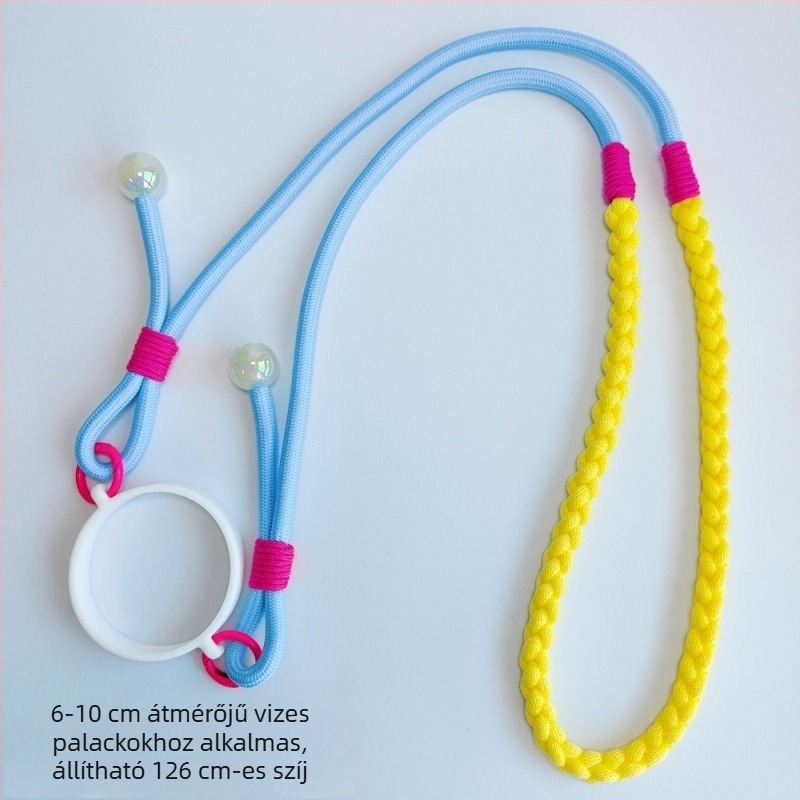 Kötött hosszú crossbody pánt vízpalackhoz, Stanley szigetelt poharakkal kompatibilis, jégpohárhoz és pohárgyűrűhöz