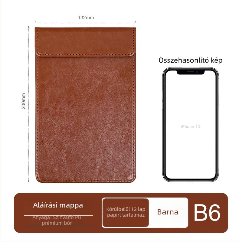 A4 bőrklipboard írófelülettel, iratgyűjtővel, menüklippel, testreszabott logóval