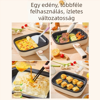 Elektromos tamagoyaki serpenyő, nagy teflonmentes serpenyő, állítható hőmérséklettel omlettekhez, palacsintákhoz és tojásos tekercsekhez
