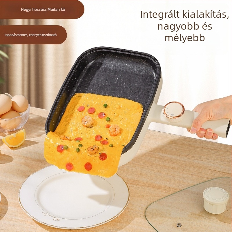 Elektromos tamagoyaki serpenyő, nagy teflonmentes serpenyő, állítható hőmérséklettel omlettekhez, palacsintákhoz és tojásos tekercsekhez