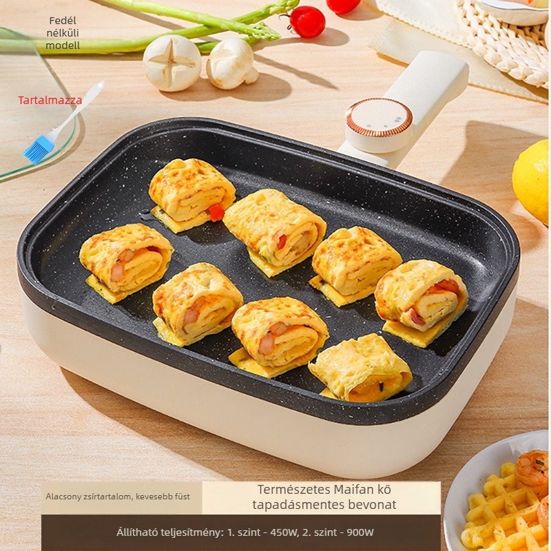 Elektromos tamagoyaki serpenyő, nagy teflonmentes serpenyő, állítható hőmérséklettel omlettekhez, palacsintákhoz és tojásos tekercsekhez