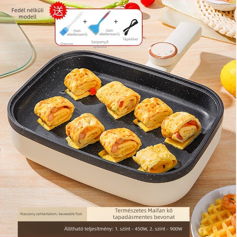 Elektromos tamagoyaki serpenyő, nagy teflonmentes serpenyő, állítható hőmérséklettel omlettekhez, palacsintákhoz és tojásos tekercsekhez