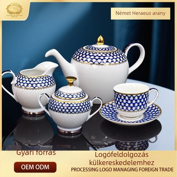 Jingdezhen csontporcelán teáskanna, magas minőségű, kifinomult délutáni teáskészlet teáscsészékkel és alátétekkel