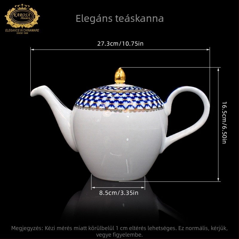 Jingdezhen csontporcelán teáskanna, magas minőségű, kifinomult délutáni teáskészlet teáscsészékkel és alátétekkel