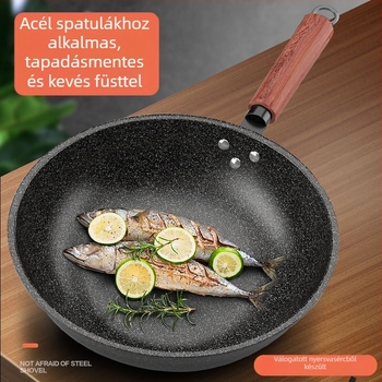 Kang Shida Fekete Maifan Kő bevonatú, nem tapadó Wok, sütéshez alacsony füsttel, indukciós és gáztűzhely kompatibilis, vas Wok
