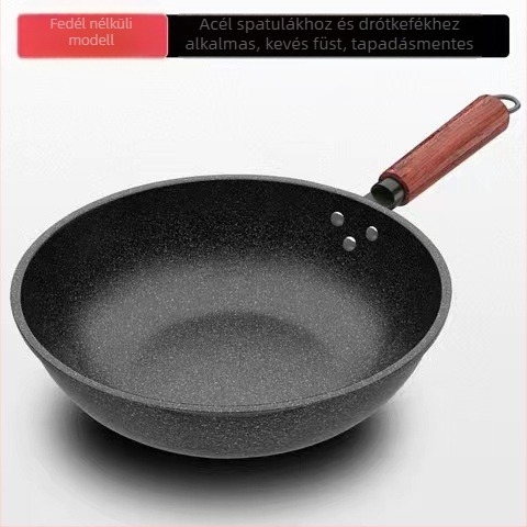 Kang Shida Fekete Maifan Kő bevonatú, nem tapadó Wok, sütéshez alacsony füsttel, indukciós és gáztűzhely kompatibilis, vas Wok