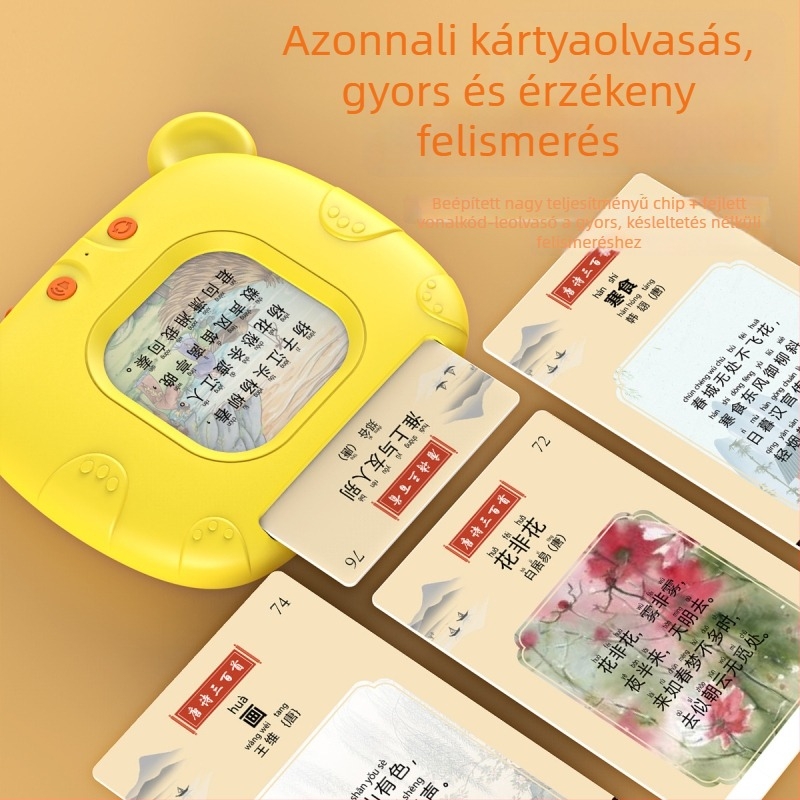 Kártya-behelyezős oktatási gép gyerekeknek - kínai-angol kétnyelvű tartalom: 300 Tang-költészet, zenei funkciók