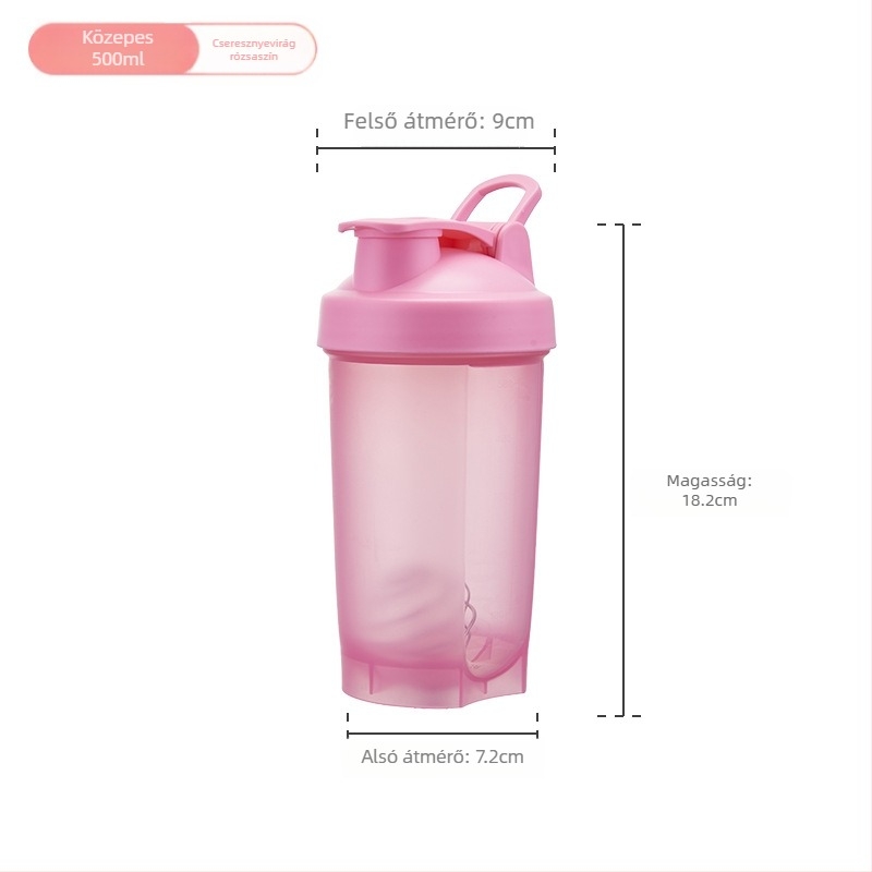500 ml-es hordozható műanyag pohár fogantyúval, sporthoz és fehérje shakerhez