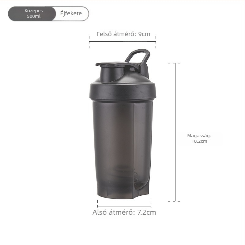 500 ml-es hordozható műanyag pohár fogantyúval, sporthoz és fehérje shakerhez
