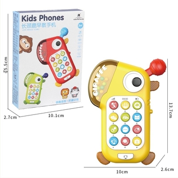 Új gyermekeknek készült fényes és zenés dinoszauruszos tanulótelefon, rajzfilmszerű mesemondó játék