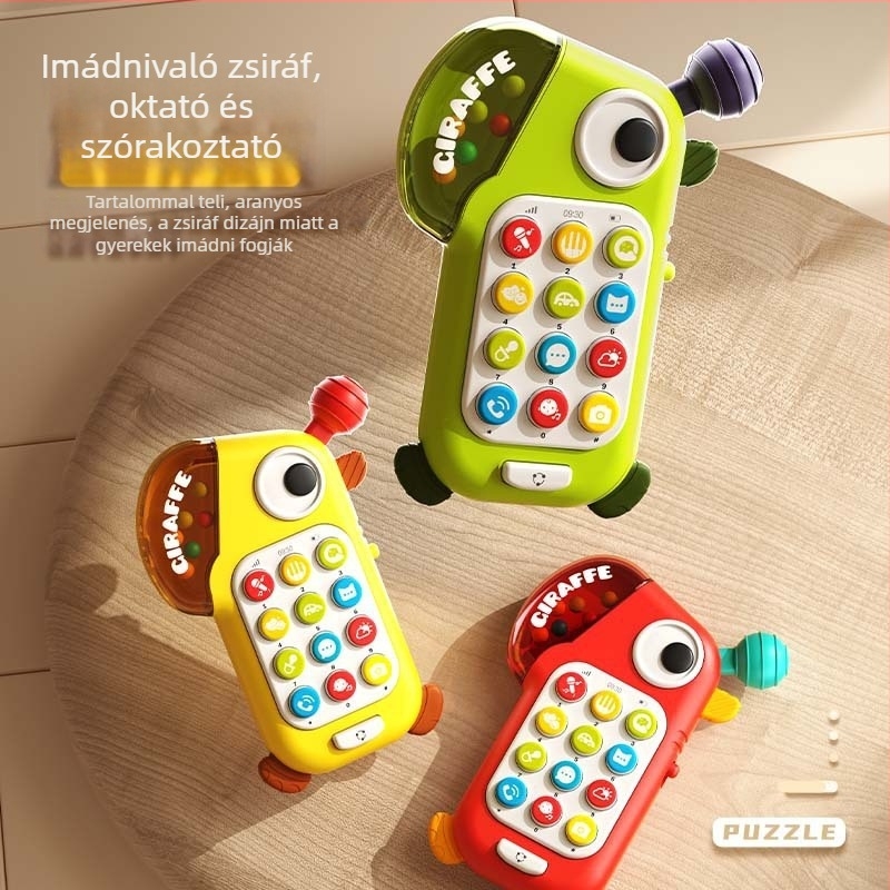 Új gyermekeknek készült fényes és zenés dinoszauruszos tanulótelefon, rajzfilmszerű mesemondó játék