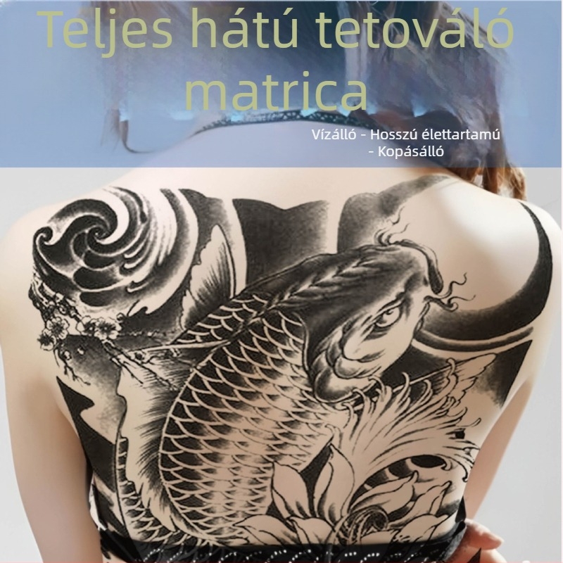 Teljes hátoldalra szóló tetováló matrica készlet: Sun Wukong, Guan Yu, sárkány, tigris és koi – színes