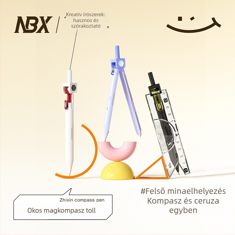 NBX kreatív irodai készlet: vonalzó, körző és toll – három az egyben, hordozható gyors rajzhoz