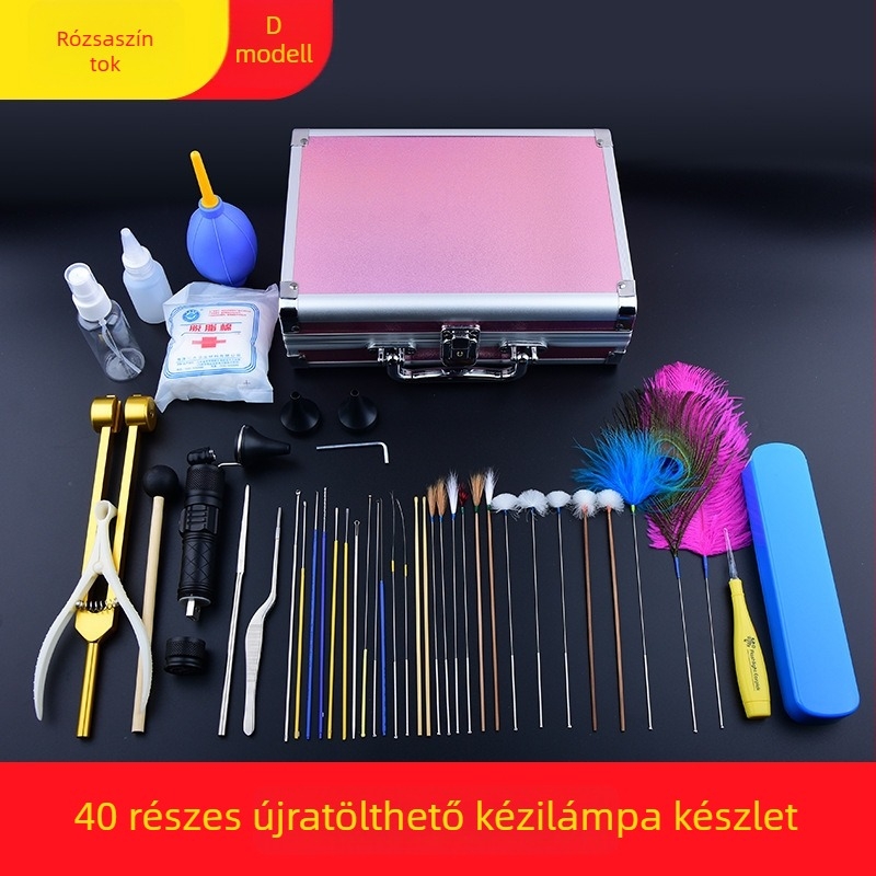 Professzionális fültisztító eszközök készlet zárható fülkanalakkal, fénylő típus