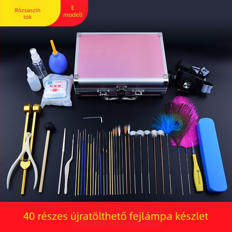 Professzionális fültisztító eszközök készlet zárható fülkanalakkal, fénylő típus