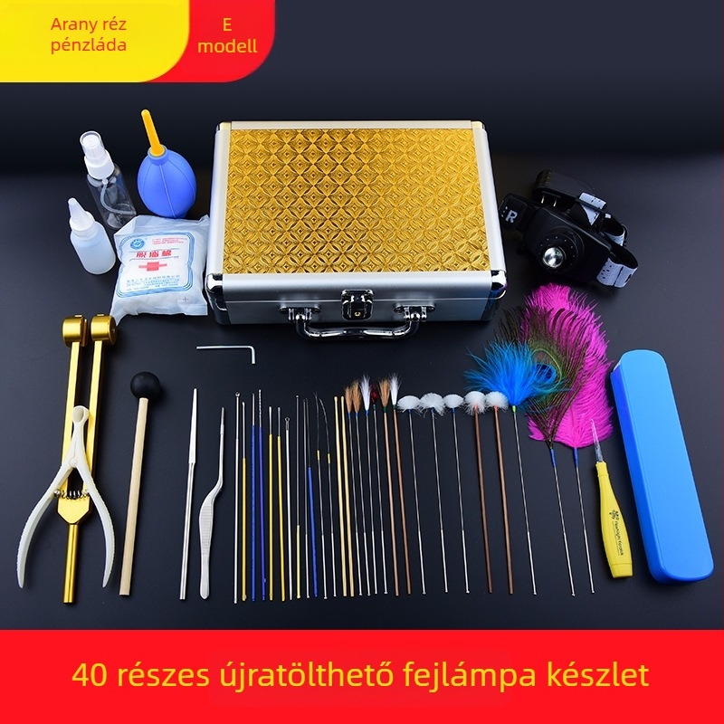 Professzionális fültisztító eszközök készlet zárható fülkanalakkal, fénylő típus