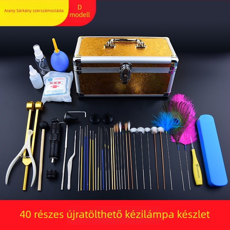 Professzionális fültisztító eszközök készlet zárható fülkanalakkal, fénylő típus