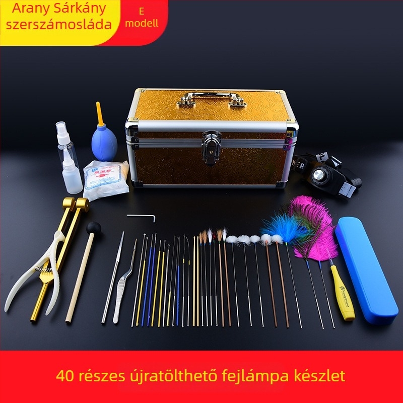 Professzionális fültisztító eszközök készlet zárható fülkanalakkal, fénylő típus