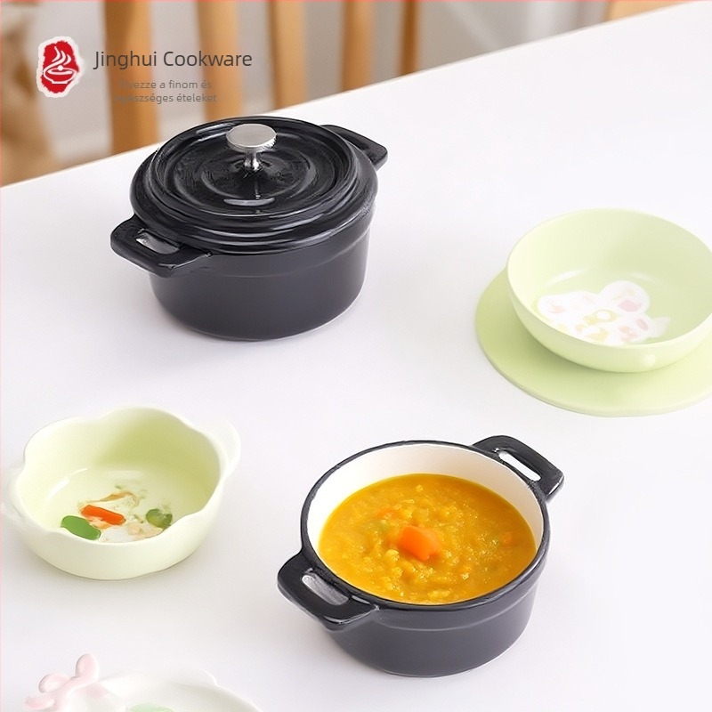 Emalizált öntöttvas mini fazék, 14 cm – tojáskrém, kenyérsütéshez, fűszertartó, bébiétel, kis leveses fazék
