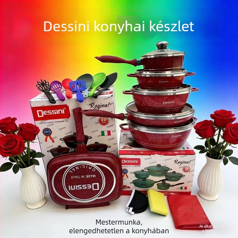 Dessini 23 darabos edénykészlet öntött alumíniumból Maifan-kő bevonattal és tapadásmentes felületekkel